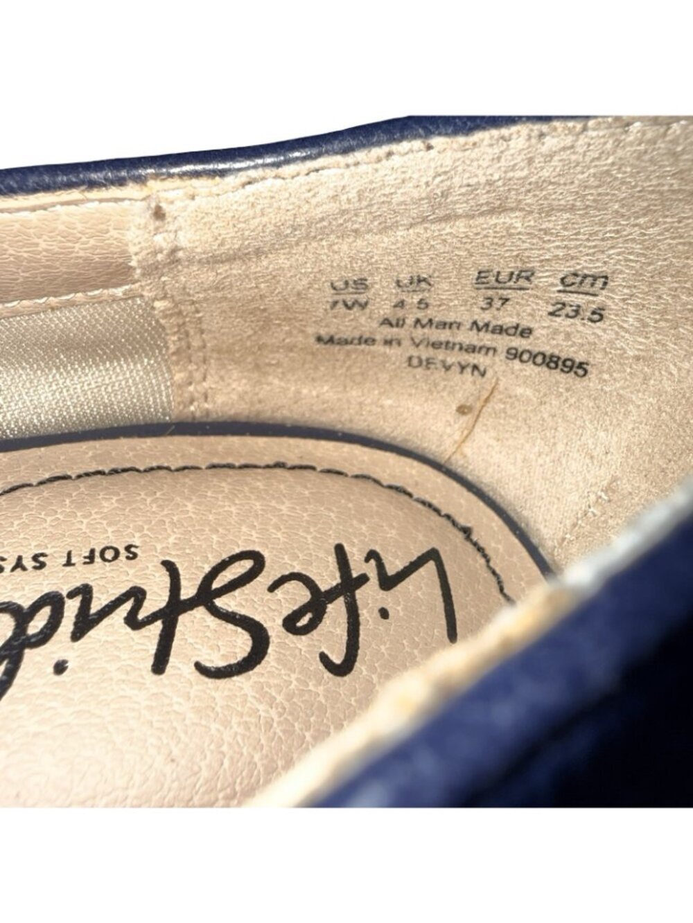 LifeStride Devyn Navy Blue Block Heel Loafer Pumps Size 7W - Picture 6 of 7